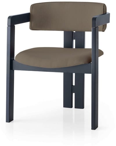 Asir - Stoel - Zwart, Bruin - 100% HOUT, LINNENSTOF / MULTIPLEX - 58 x 76 x 49 cm