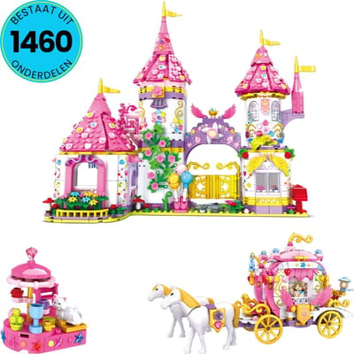 WOMA® Prinsessen Kasteel Speelgoed Set Geschikt Voor LEGO - Vanaf 6 Jaar - 1460 Bouwstenen - Bouwset - STEM Speelgoed - Bouwsets - Bouwspeelgoed - Inclusief Handleiding