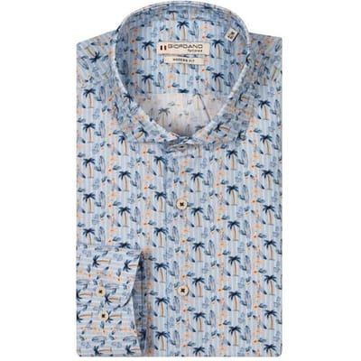 Giordano Overhemd Row Tropical Surf Fantasy Stripe Pattern Licht Blauw / male