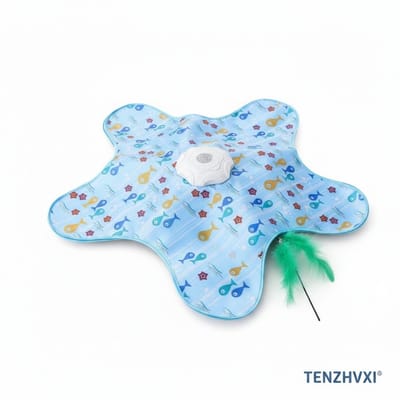 Interactief Kattenspeelgoed - Kattenspeeltjes - TENZHVXI® - Realistische Muis Geluid En Veer - Drie Slimme Speelmodi - Duurzame Padded Mat Met Usb-C Opladen - Inclusief Vervangbare Veer - Voor Binnenkatten