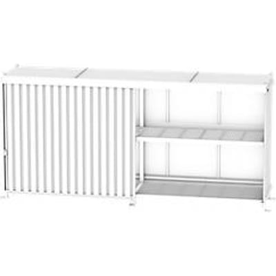Stellingcontainer BAUER CEN 65-2 IBC, staal, schuifdeur, B 7100 x D 1550 x H 3465 mm, wit
