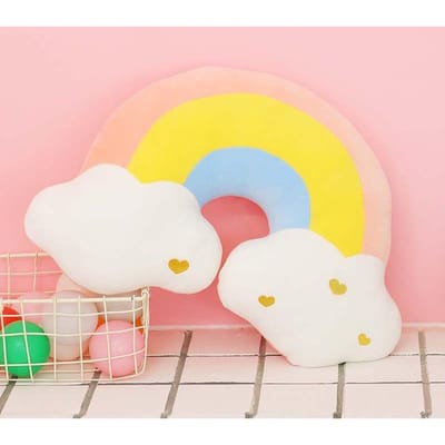 Zacht Knuffelkussen Huisdecoratie Bankdecoratie Wolk Kussen Zon Kussen Regenboog yellow