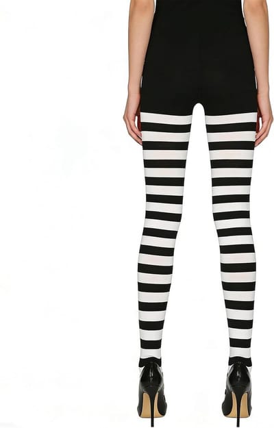 Gestreepte Pantykniekousen voor Vrouwen, Opaque Strumpfhosen voor Carnaval, Halloween en Themafeesten