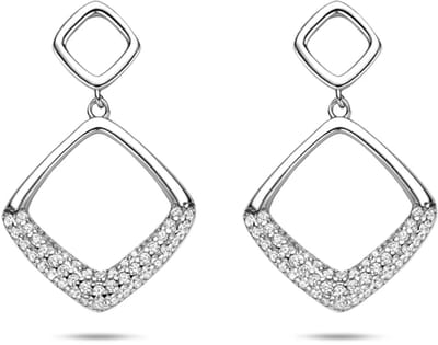 Zilveren gerhodineerde oorhangers zirkonia 25 mm - 1341568