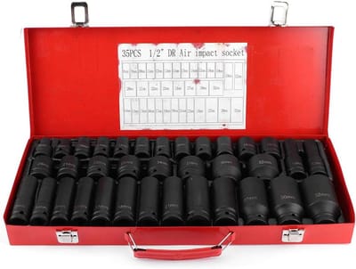 35-delige Slagdopsleutelset Met Zeskant Bit - Voor 1/2 Inch Aandrijving