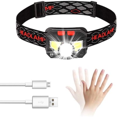 GELLDG Multifunctionele hardlooplamp - USB oplaadbare hoofdlamp - Geschikt voor joggen, kamperen en buitenactiviteiten - zwart