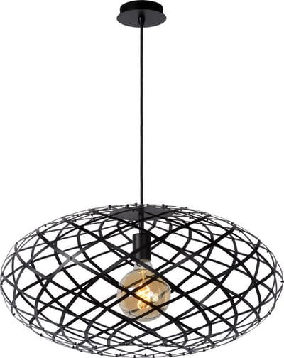 Lucide WOLFRAM - Hanglamp - Ø 65 cm - 1xE27 - Zwart