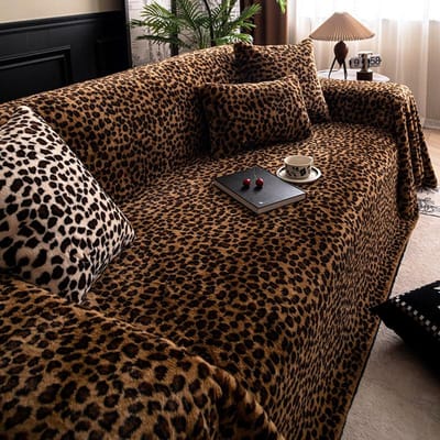 Winter verdikt warm luipaardprint pluche bank zitkussen effen kleur bankhoes stof bank zitkussen woonkamer 180*130cm brown