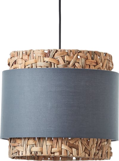 Brilliant Waterlilly hanglamp 1-vlammig grijs/beige, textiel/waterhyacint/metaal, 1x A60, E27, 60 W