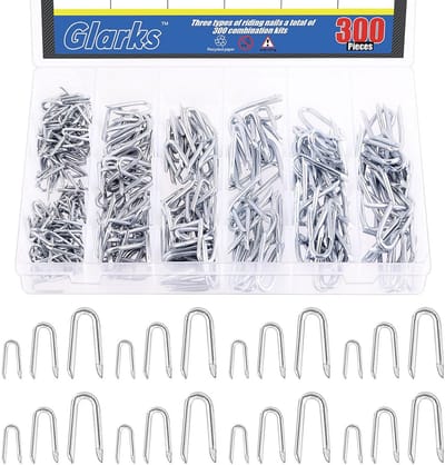 U-vormige Nagels - Heknieten Bevestigers - Omheining Bevestigen - Gegalvaniseerd Staal - 300 Stuks - Zilverkleurig