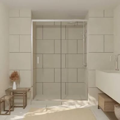 Aurlane - Douche Schuifdeur Factory 140 X 200 Cm - Chroom Profiel - 6 Mm Helder Glas