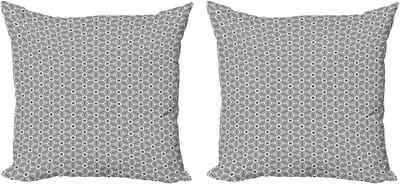 ABAKUHAUS Grijze en witte kussensloopset (2 stuks), retro diamantsterr 45 cm, antracietgrijs en wit