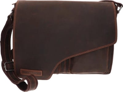Hill Burry echt leren - schoudertas – werktas- stevig - vintage leder- bruin