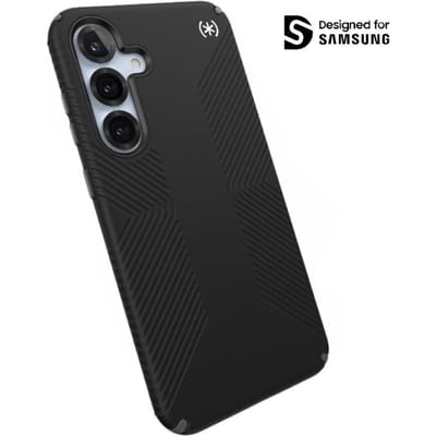 Speck hoesje geschikt voor Samsung Galaxy S25 Plus - Ultieme Bescherming en Grip - Luxe Soft-touch Afwerking - Valbescherming gecertificeerd tot 4 meter - Microban Antibacterieel - Presidio2 Grip lijn - Zwart