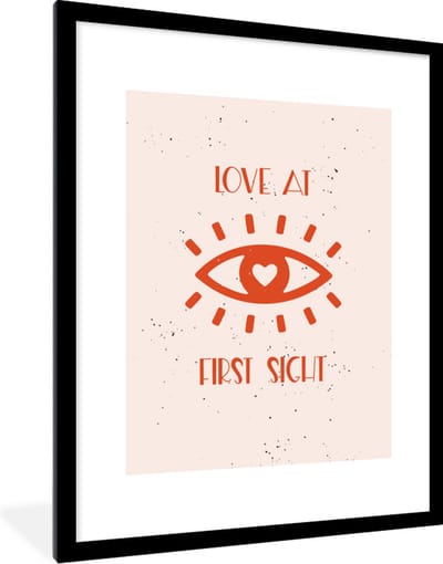 Fotolijst incl. Poster - Love at first sight - Quotes - Spreuken - Relatie - Stel - 60x80 cm - Posterlijst