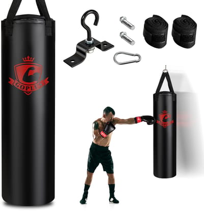 COSTWAY 28,5 kg bokszakset voor volwassenen, hangende bokszak met 12 oz bokshandschoenen en handlussen, punching bag voor Muay Thai, Krav Maga, Taekwondo, karate, bokszak incl. plafondhaak