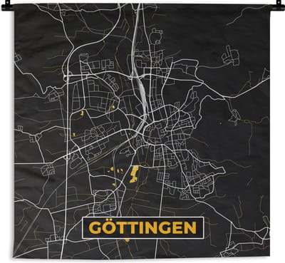 Wandkleed - Wanddoek - Stadskaart – Plattegrond – Duitsland – Goud – Göttingen – Kaart - 180x180 cm - Wandtapijt