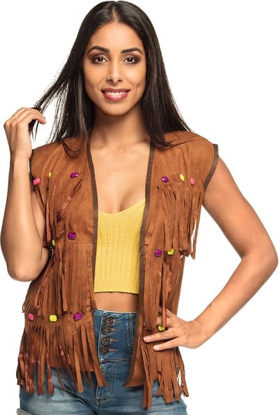 Boland - Gilet Hippie bruin (M/L) - Volwassenen - Hippie - 60's & 70's - Hippie & Flower Power