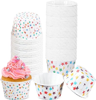 100 Stuks Papieren Muffinvormpjes voor Bakken, Cupcakes en Desserts op Feesten en Verjaardagen
