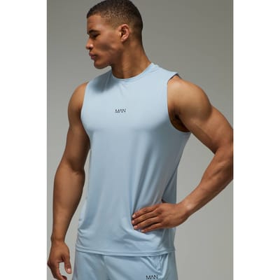 Heren Active Performance Regular Fit Tanktop | Light Blue | Size XS