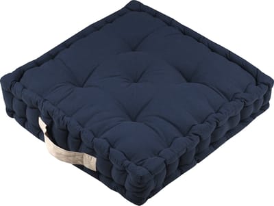 Stof Textile Vloerkussen DUO - donkerblauw - katoen - 45 x 45 x 10 cm - vierkant - Extra dik - extra zitplaatsen - spelen - gamen - relaxen