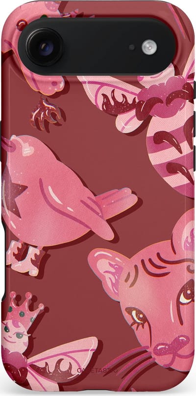 Casetastic hoesje geschikt voor Apple iPhone Air - MagSafe - Dubbellaagse bescherming - Luxe dieren - Fashion Case - Bordeaux Lichtroze