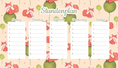 Wallvy Urocze Liski Serie - Magnetische Lesplan - 45x26CM - Beschrijfbaar met Drooguitwisbare Markers