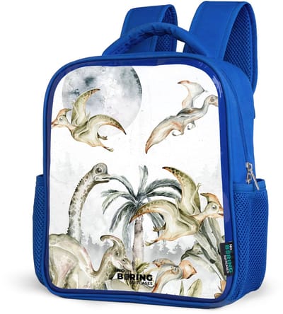 NoBoringSuitcases.com® - Rugzak blauw - Schooltas jongens - Dino's in de jungle - Kinder rugtas jongen - Boekentas kind - Kinderrugzak voor school - Schoolrugzak