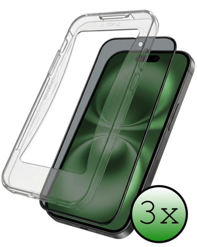 Screenprotector - 3 Stuks Geschikt voor Apple iPhone 16 - Met Installatie Kit - Privacy Filter - Beschermglas - Flexibel Glas - Tempered Glass - Screen Protector