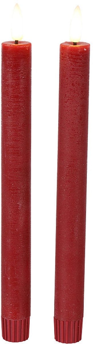 Countryfield - LED kaarsen met afstandsbediening - rood - 2 stuks - met bewegende vlam - wax afwerking