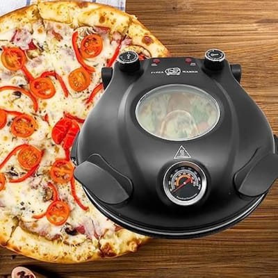 Trendique - Pizarette - Pizzamaker - Pizza maker - pizarette - Rood - 1200W - klaar in 5 a 10 minuten - 420 graden celsius - met thermometer