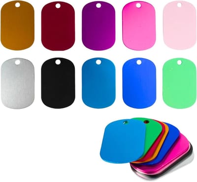 Blanco aluminium gravures - Hondenmerk tags - Huisdier identificatie - Krasbestendig metaal - 10 stuks - Multicolor