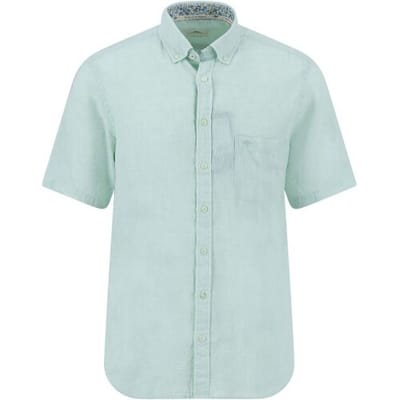 Fynch-Hatton Overhemd Faux-Uni Linnen Cotton Button-Down Minty Green / male