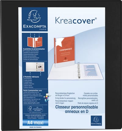 Exacompta 10x Kreacover Ringband in PP met 4 D-ringen van 60mm - A4 maxi - Zwart - 51845NE
