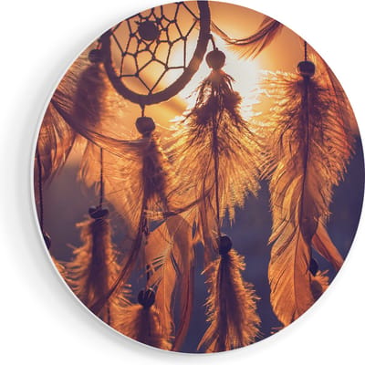 Artaza Forex Muurcirkel Amulet van de Indianen - Symbool - Ketting - 50x50 cm - Klein - Wandcirkel - Rond Schilderij - Muurdecoratie Cirkel