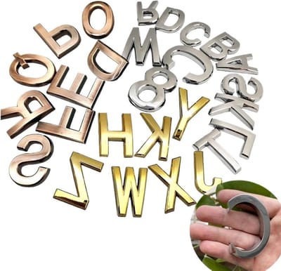 Huisnummer Letter - Adresbordje Zelfklevend - Huis Identificatie - Weerbestendig Materiaal - 50x35 MM - Goud