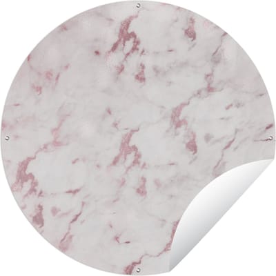 Tuincirkel Marmer - Rose - Chic - Design - 60x60 cm - Ronde Tuinposter - Buiten