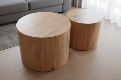 Ronde houten salontafel set van 2