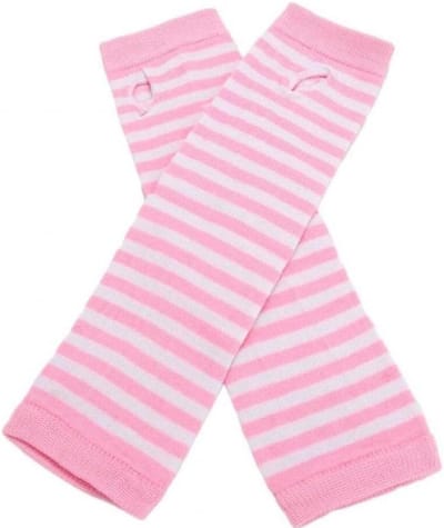 Winterwarmers Vingerloos - Duingat Handschoenen - Feest Kostuum - Lang Gebreid - 40 Gram - Wit Roze