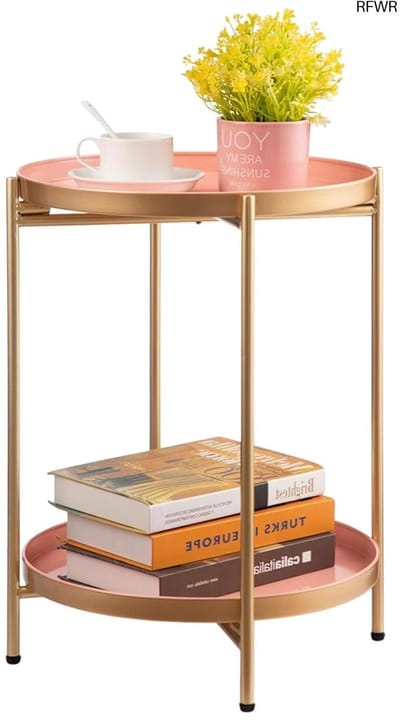RFWR® Ronde Bijzettafel Met 2 Lagen - Multifunctionele Snacktafel voor Woonkamer, Slaapkamer, Balkon en Terras