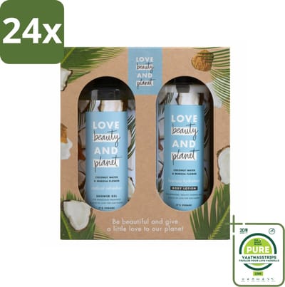 Love Beauty and Planet - Douchegel & Bodylotion - Kokoswater & Mimosabloem - Duo Geschenkset - Voordeelverpakking - 24 stuks - Kokoswater - Mimosabloem