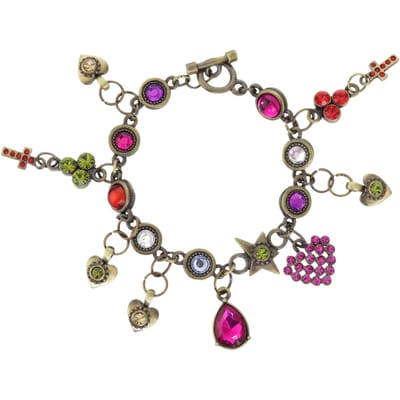 Behave - Goudkleurige armband met bedels - Kleurrijke retrolook