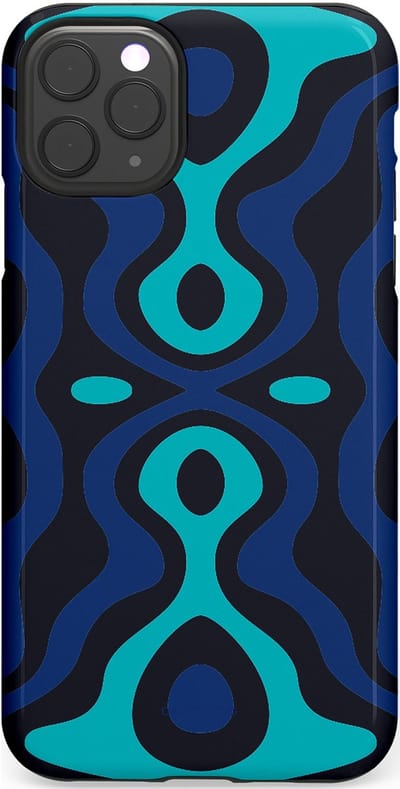 Casetastic Hoesje Geschikt voor Apple iPhone 11 Pro Max - Stijlvolle Beschermende Duo-layer Case - Blauwe Golf Lijnen