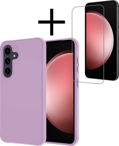 Hoesje - Met Screenprotector - Geschikt voor Samsung Galaxy S23 FE - Sterk & Shockproof - Back Cover - Siliconen Case - Telefoon Hoes - Lila