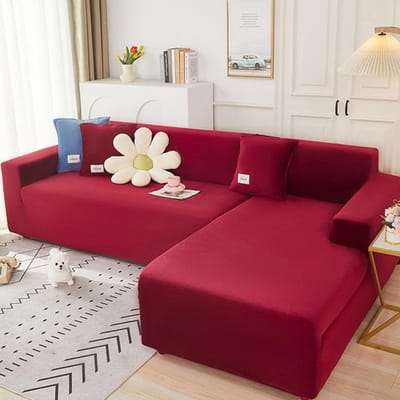 Elastische bankhoezen Chaise Longue voor woonkamer Fluwelen hoekfauteuil Elastische kussenbank Meubels 3-zits hoes 3seats 190-230cm-1pc