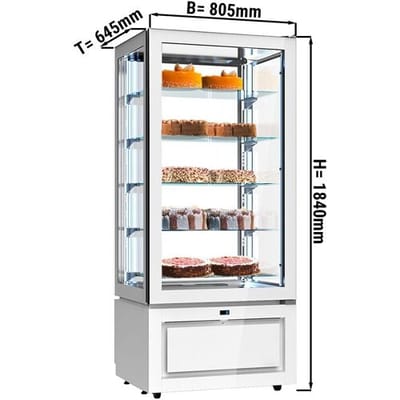 GGM Gastro Panoramavitrine - 457 Liter - 800mm - 5 Ablagen - Weiß Wit