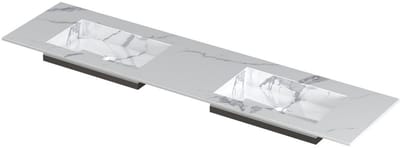 INK Post Wastafel Keramische Slab Envelop Bak Dubbel Zonder Kraangaten - 1800x450x10 mm - Statuario Glans