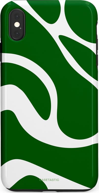 Casetastic Hoesje Geschikt voor Apple iPhone Xs Max - Stijlvolle Beschermende Duo-layer Case - Groene Golven