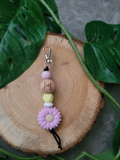 LuFa Creaties Sleutelhanger Lila Bloem Juf
