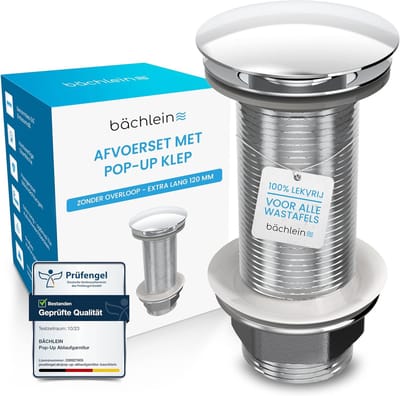 Extra Lange Universele Wastafel Stop Universeel Chroom met Pop-Up Afvoer
